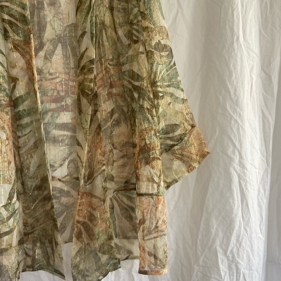 Chico's Batik Palms Sheer 3/4 Sleeve Jacket Size 3 / Large - Picture 5 of 11